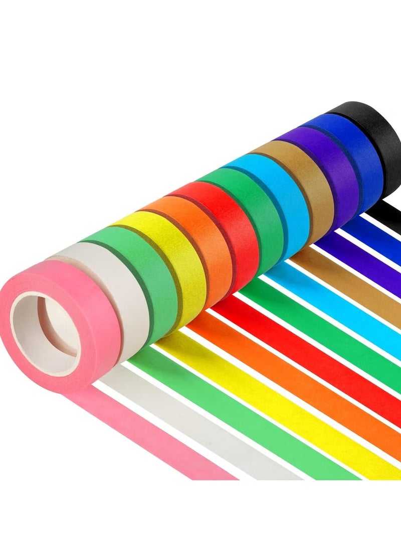 YelaJoy 12PCS Colored Masking Tape, Kids Art Supplies Colored Tape, DIY Craft Tape, Colored Tape Rolls, Colored Painters Tape 1.7cm x 12m - Image 2
